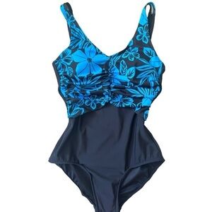 ☀️Vintage 80’s Tropical Escape Floral Ruched Swimsuit